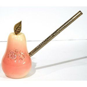 PEN HOLDER Genuine Alabaster Pear Shaped made in Italy pen needs ink & clip